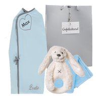 Inbakerdoek babyblauw met naam